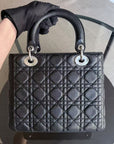*Rare Caviar* D1OR Lady Medium - Grained Calfskin Cannage Black Silver Hardware