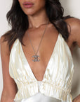 *FIRE PRICE* CH Champagne Gold CC Pendant Necklace with Multicolour Stones Detail