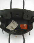 HMS Birkin 30cm Togo Leather Handbags Black Golden