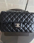 *Full Set, Receipt* CH Classic Flap Small - 23CM Quilted Lambskin Black Silver Hardware Series 27