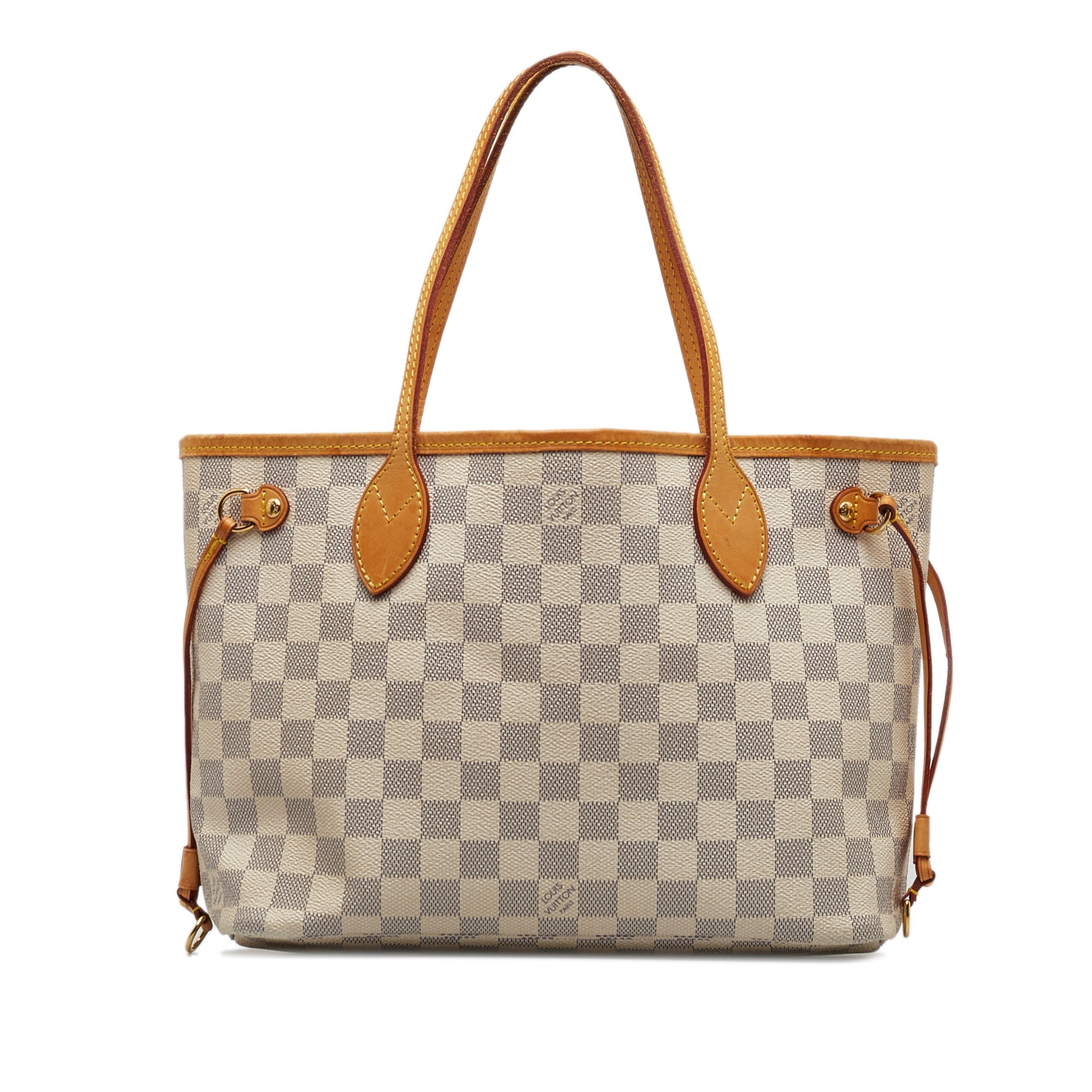Beige LV Damier Azur Neverfull PM Tote Bag