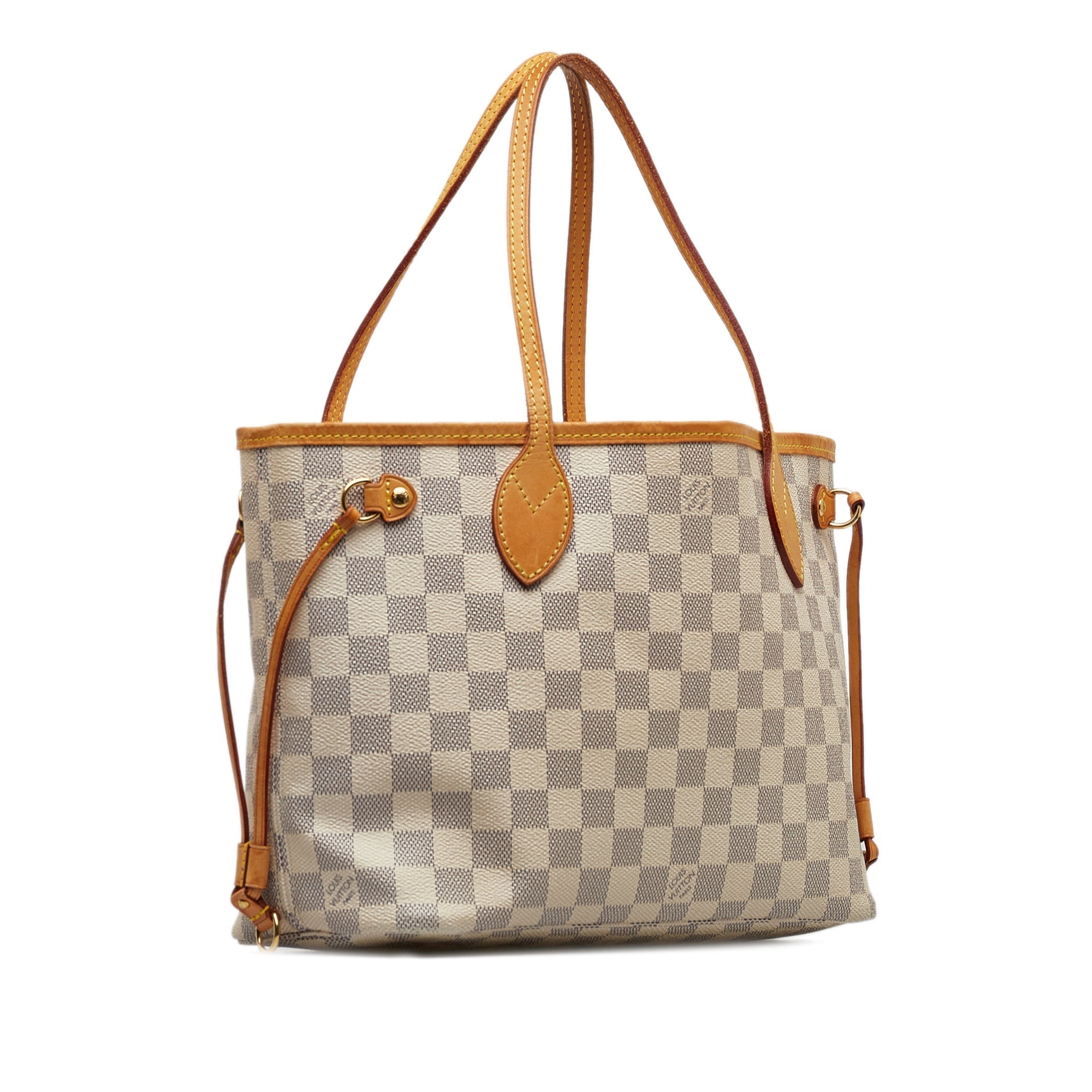 Beige LV Damier Azur Neverfull PM Tote Bag