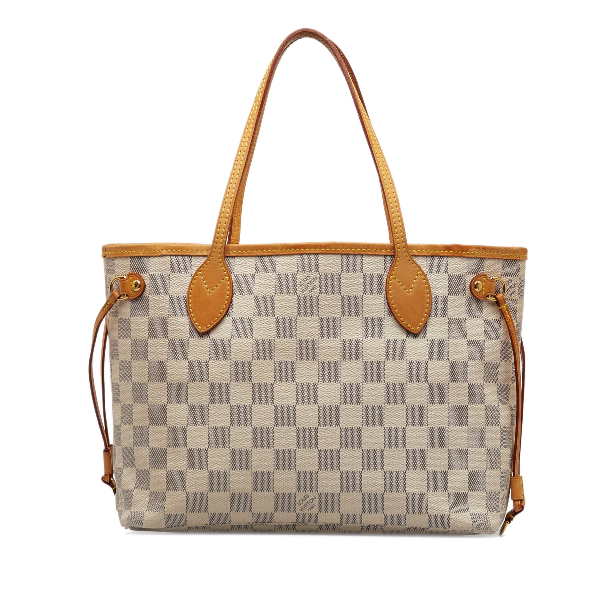 Beige LV Damier Azur Neverfull PM Tote Bag