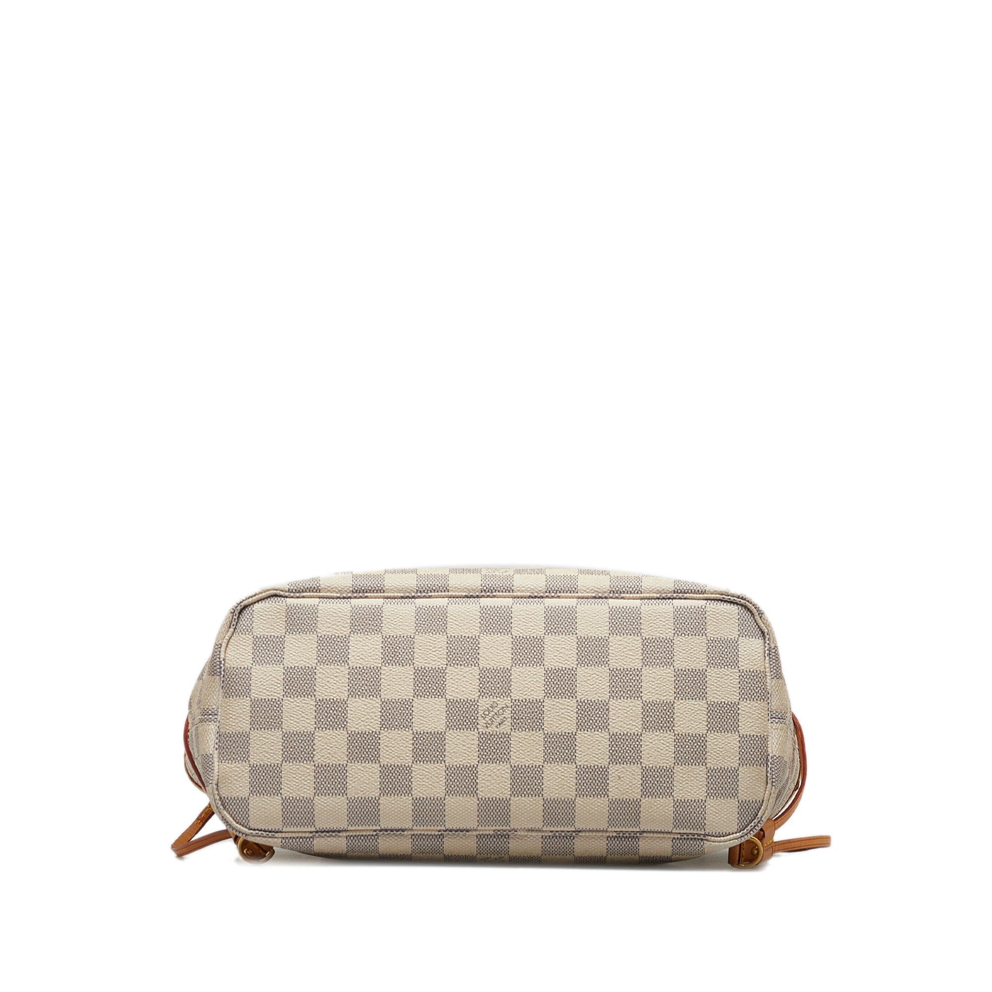 Beige LV Damier Azur Neverfull PM Tote Bag