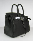 HMS Birkin 30cm Togo Leather Handbags Black Silver