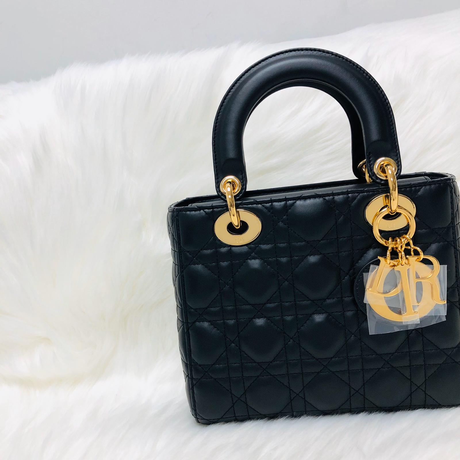 Cannage Lambskin Lucky Badges My Lady D1OR Small Black
