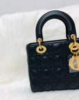 Cannage Lambskin Lucky Badges My Lady D1OR Small Black