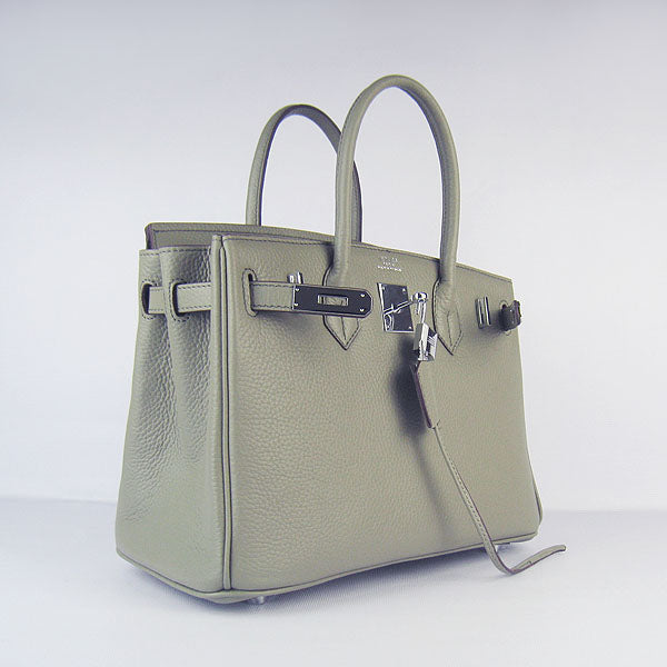 HMS Birkin 30cm Togo Leather Handbags Dark Grey Silver