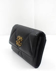 19 flap medium wallet lambskin black gold plated 30th unit AP0953 CH