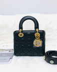 Cannage Lambskin Lucky Badges My Lady D1OR Small Black