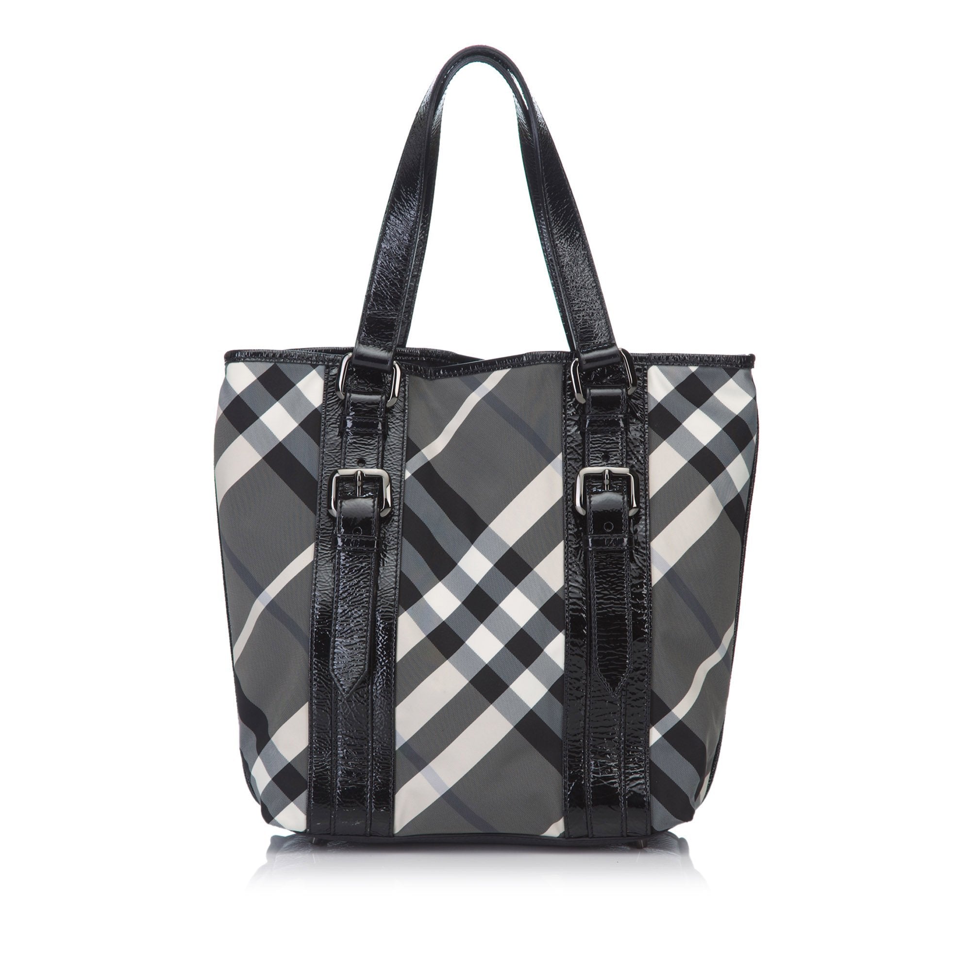 BBERRY Black Patent Leather Woven Shoulder Bag United Kingdom