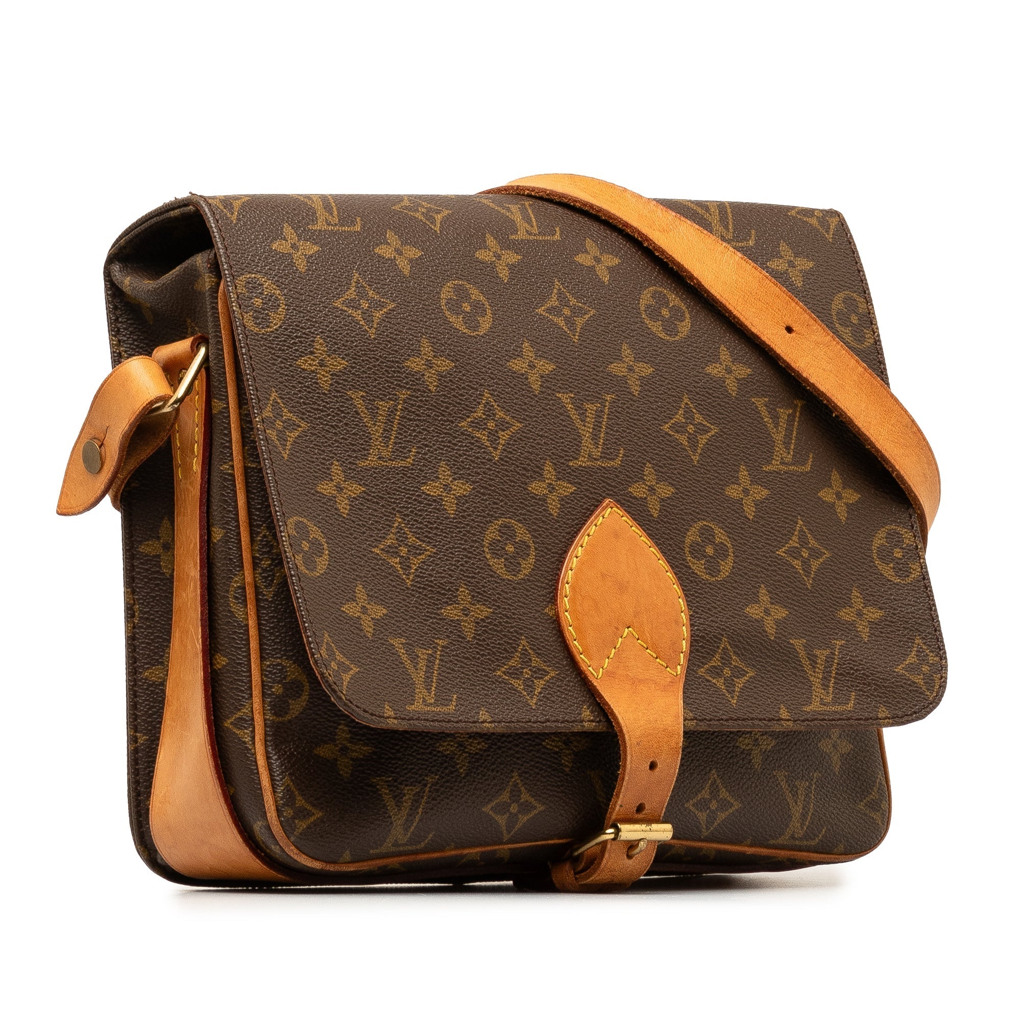 Brown LV Monogram Cartouchiere GM Crossbody Bag