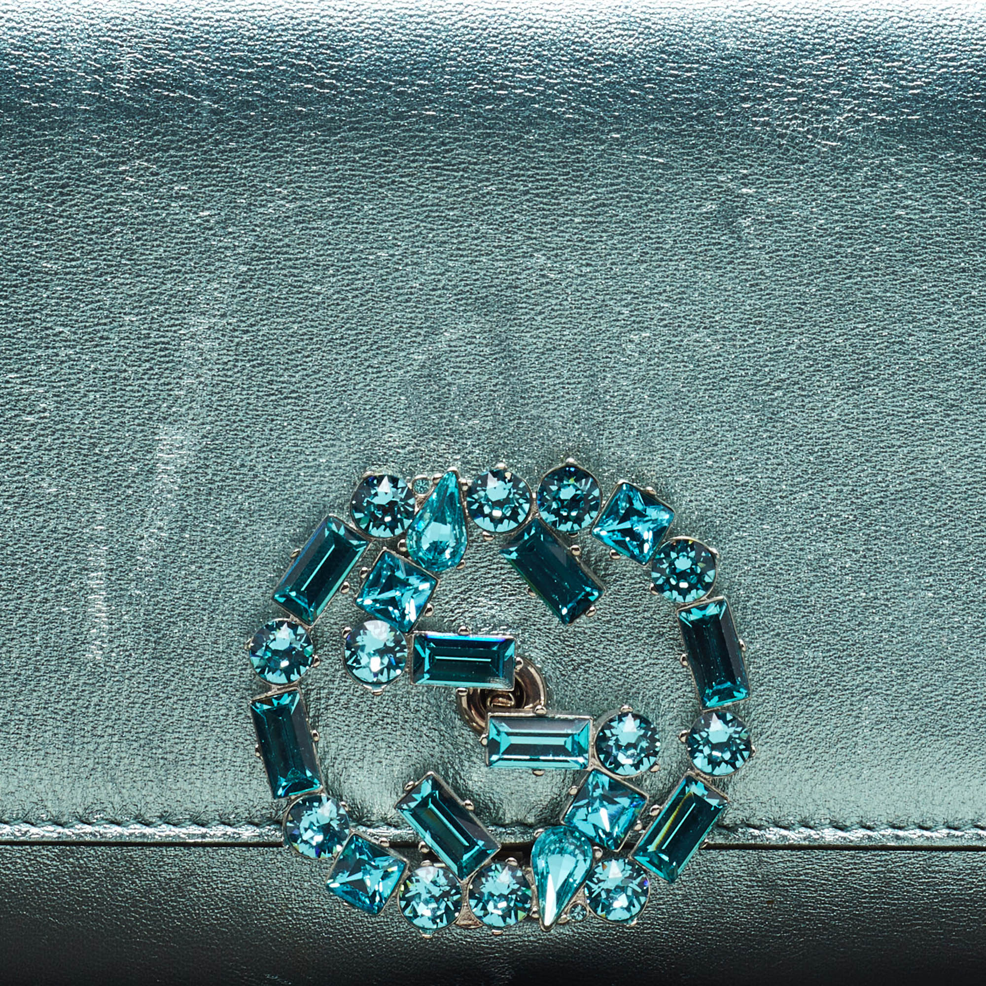 GCCI  Leather Crystal Interlocking G Broadway Clutch