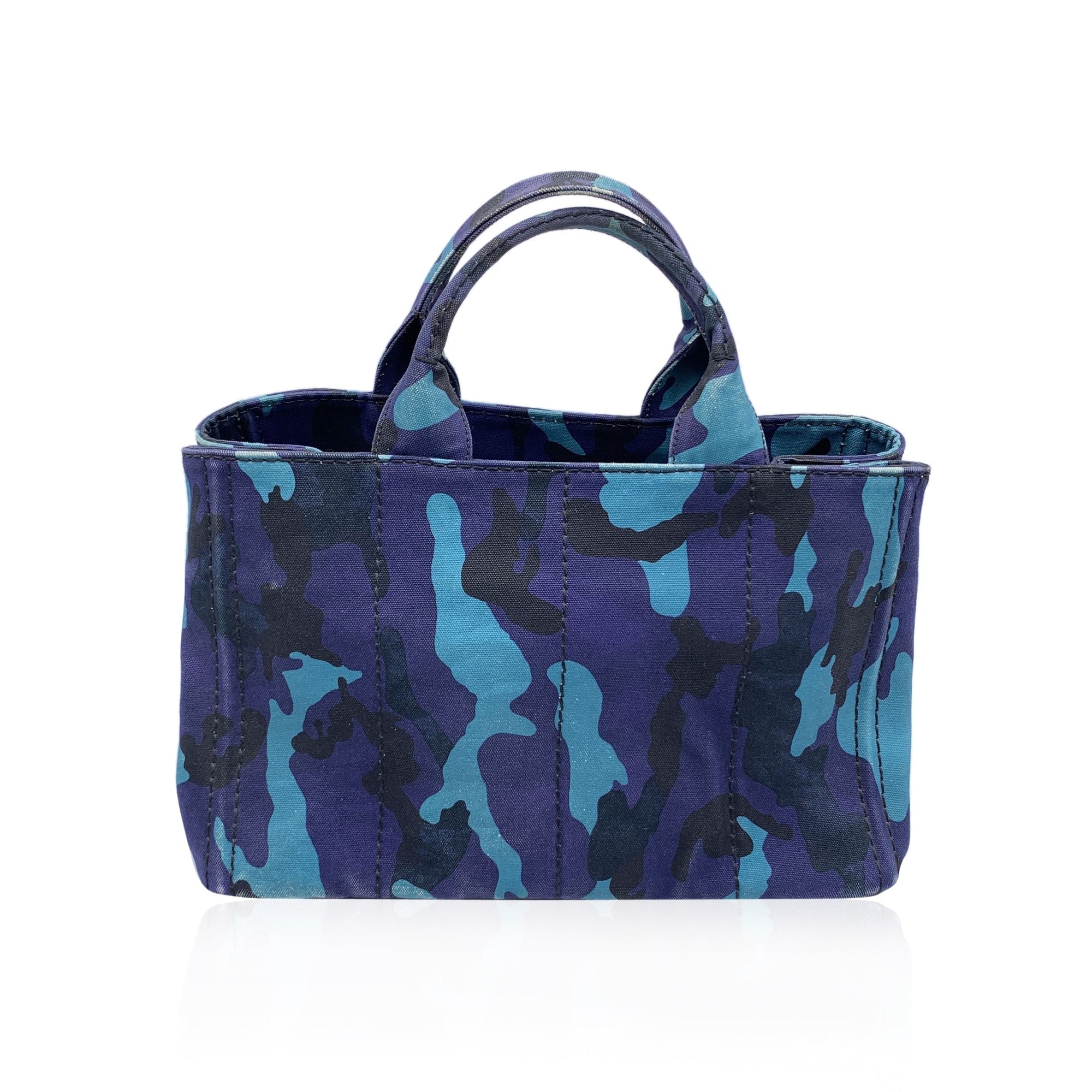 PRD Blue Camouflage Canvas Canapa Logo Tote Bag