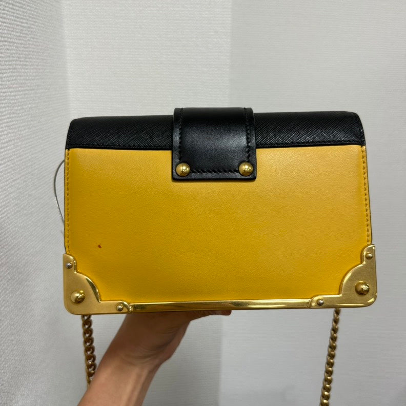 PRD Cahier Crossbody Bag,Yellow &amp; Black,Leather