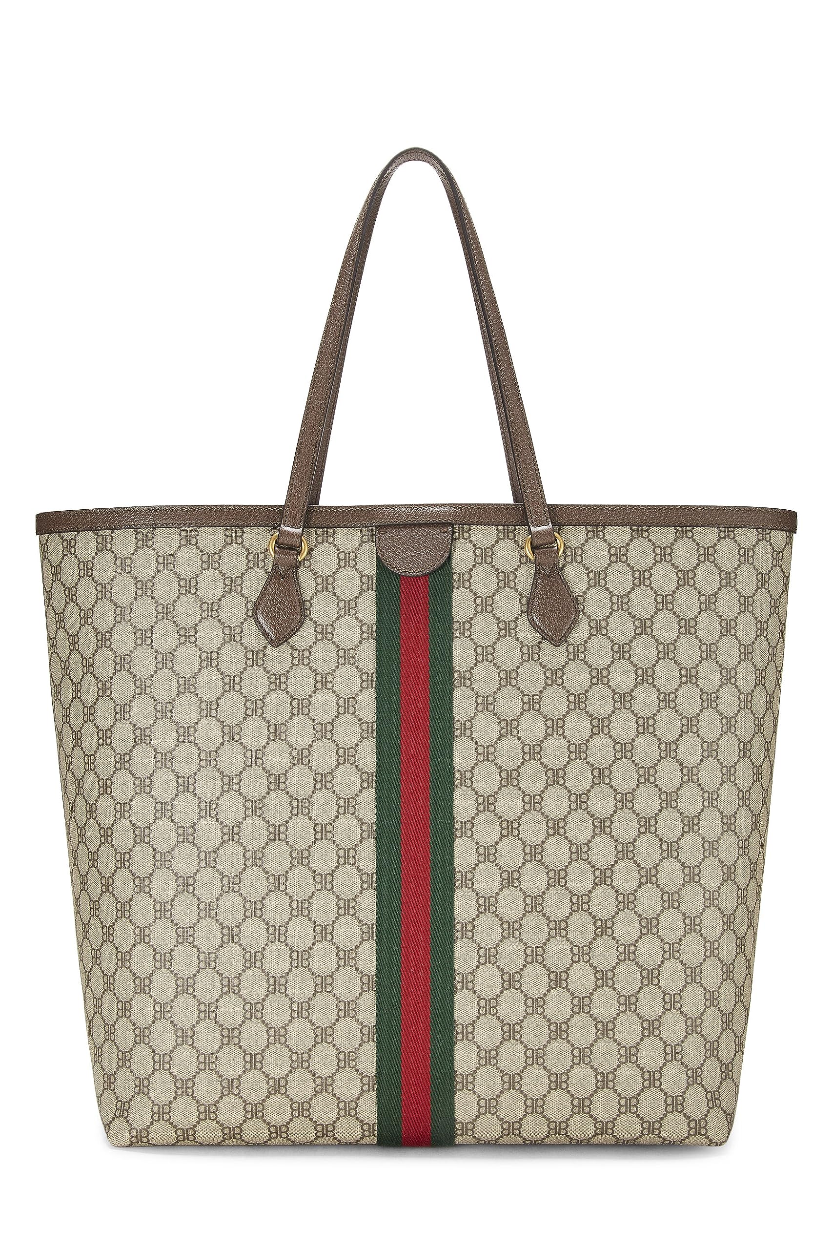 Balenciaga, Balenciaga x GCCI Beige Coated Canvas Hacker Graffiti Tote Large, Brown