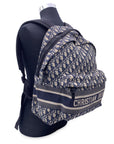 CHRISTIAN D1OR Blue Oblique Jacquard Canvas D1OR Travel Backpack Bag