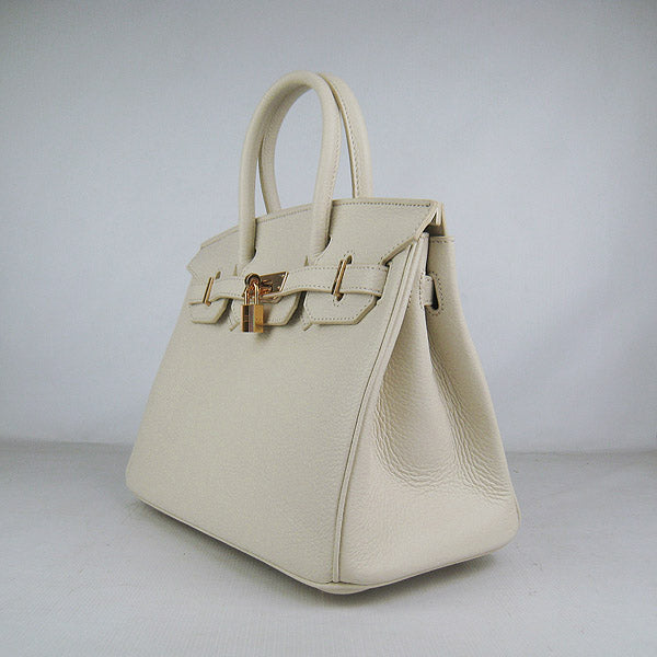 HMS Birkin 30cm Togo Leather Handbags Beige Golden