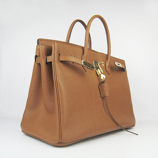 HMS Birkin 35cm Togo Leather Handbags 6099 Light Coffee Golde