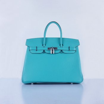 HMS Birkin 35cm Togo Leather Handbags Emerald Green Silver