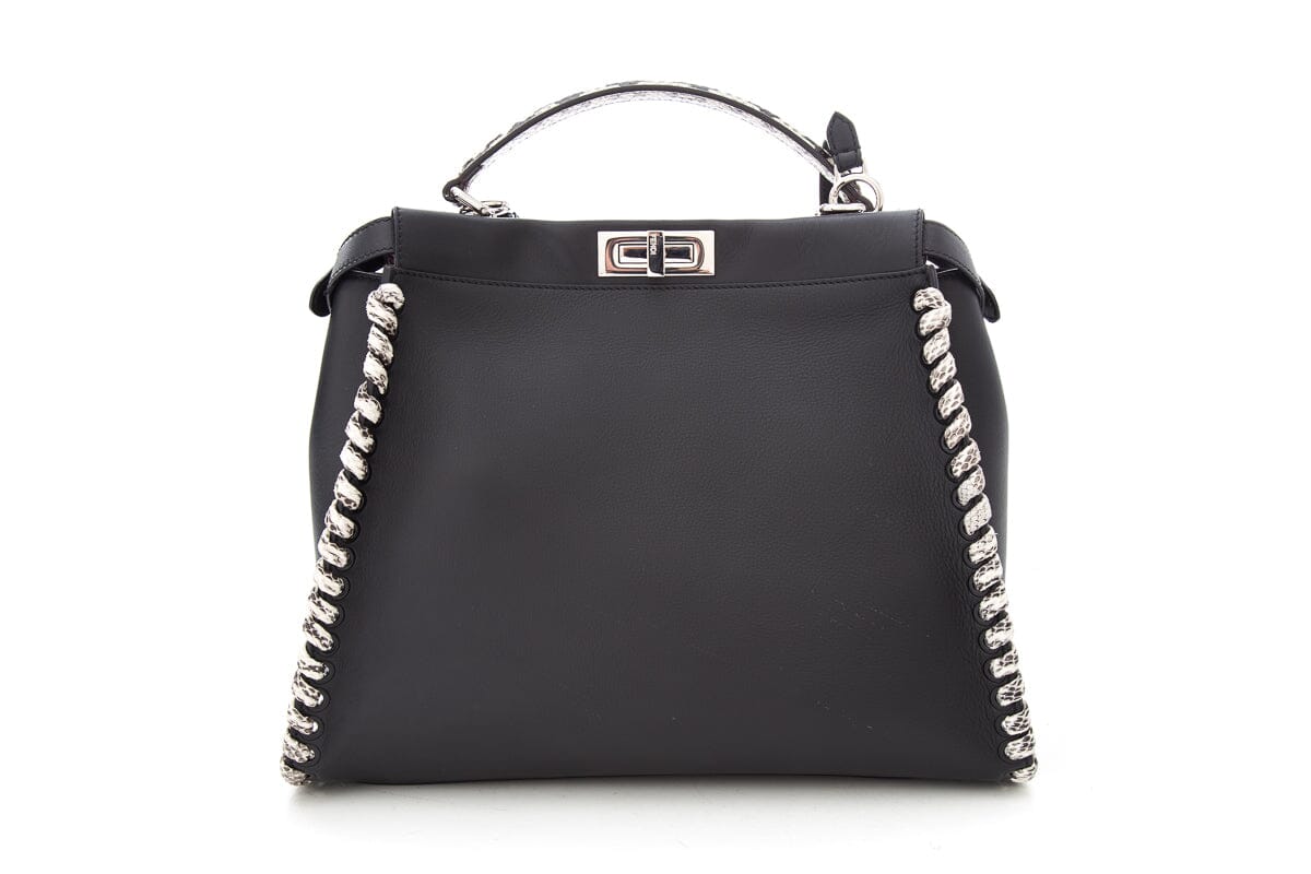 FNDI Black &amp; Snakeskin Large Peak-A-Boo Handbag