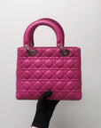 Cannage Lambskin Lady D1OR Medium Bag in Magenta Pink