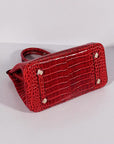 HMS Birkin 30cm Crocodile Leather Bag With Strap Red Gold