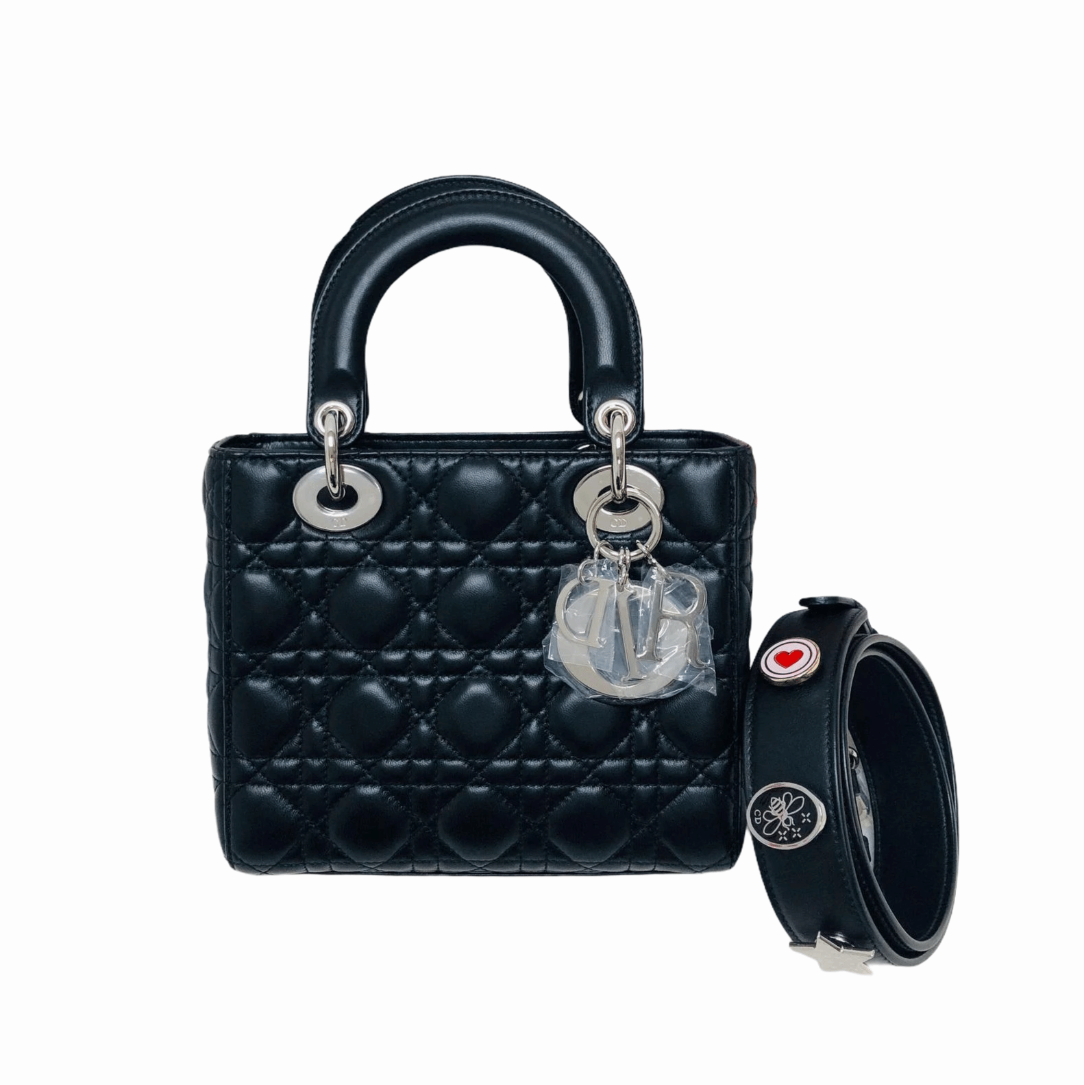 Cannage Lambskin Lucky Badges My Lady D1OR Black