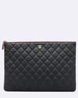 A82552 Black Caviar Classic Large CC Gold Logo Clutch CH