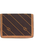 Early GCCI brown canvas with an orange diagonal GG logo print and camel leather bi-fold wallet