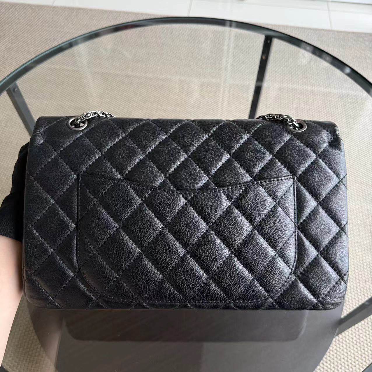 *Rare Caviar* CH 2.55 Reissue 227 - Caviar Large Quilted Ruthenium Silver Hardware Series 13