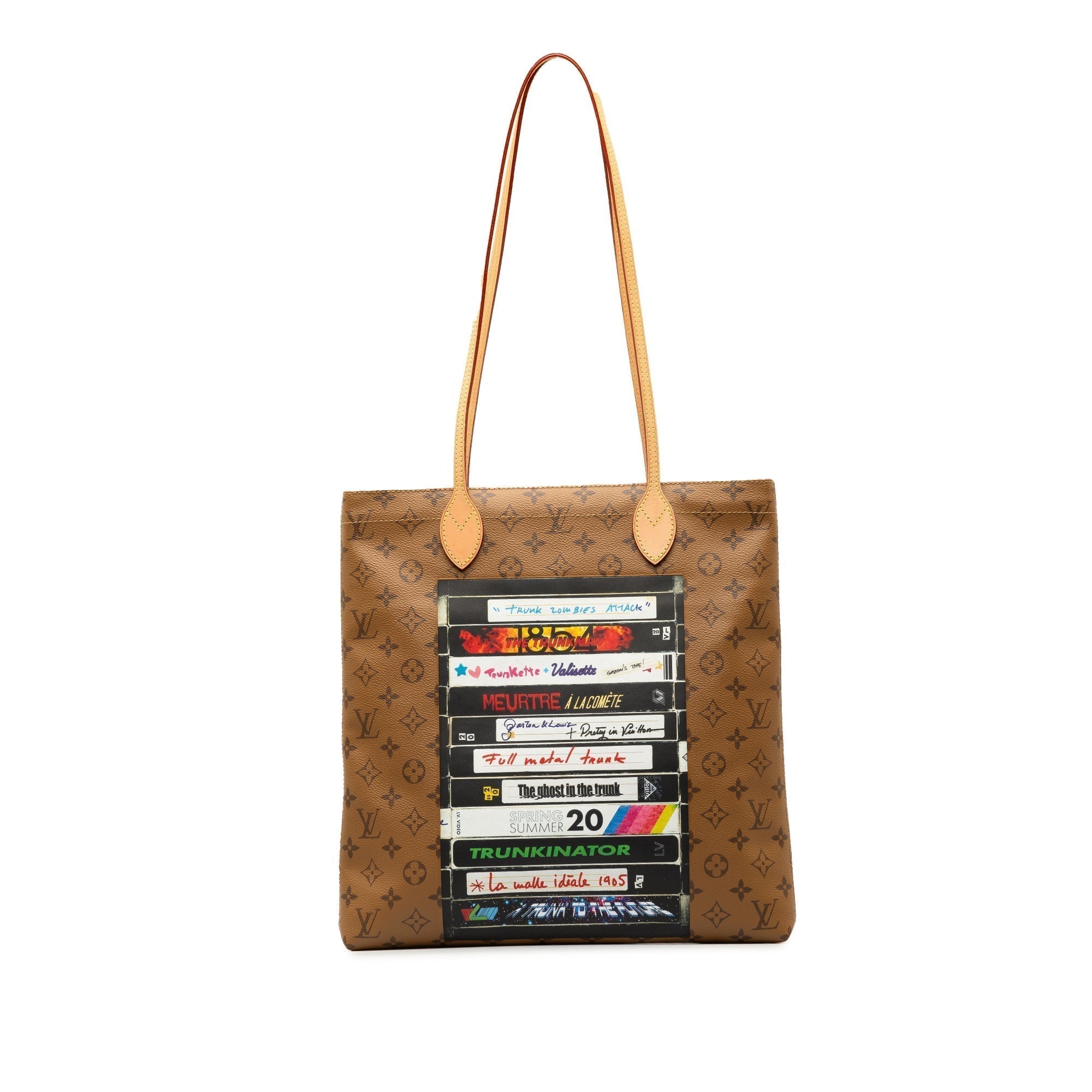 Brown LV Monogram Reverse VHS Tape Carry It Tote Bag