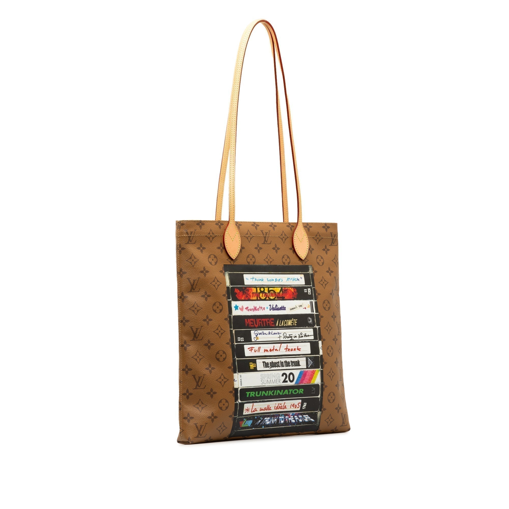 Brown LV Monogram Reverse VHS Tape Carry It Tote Bag
