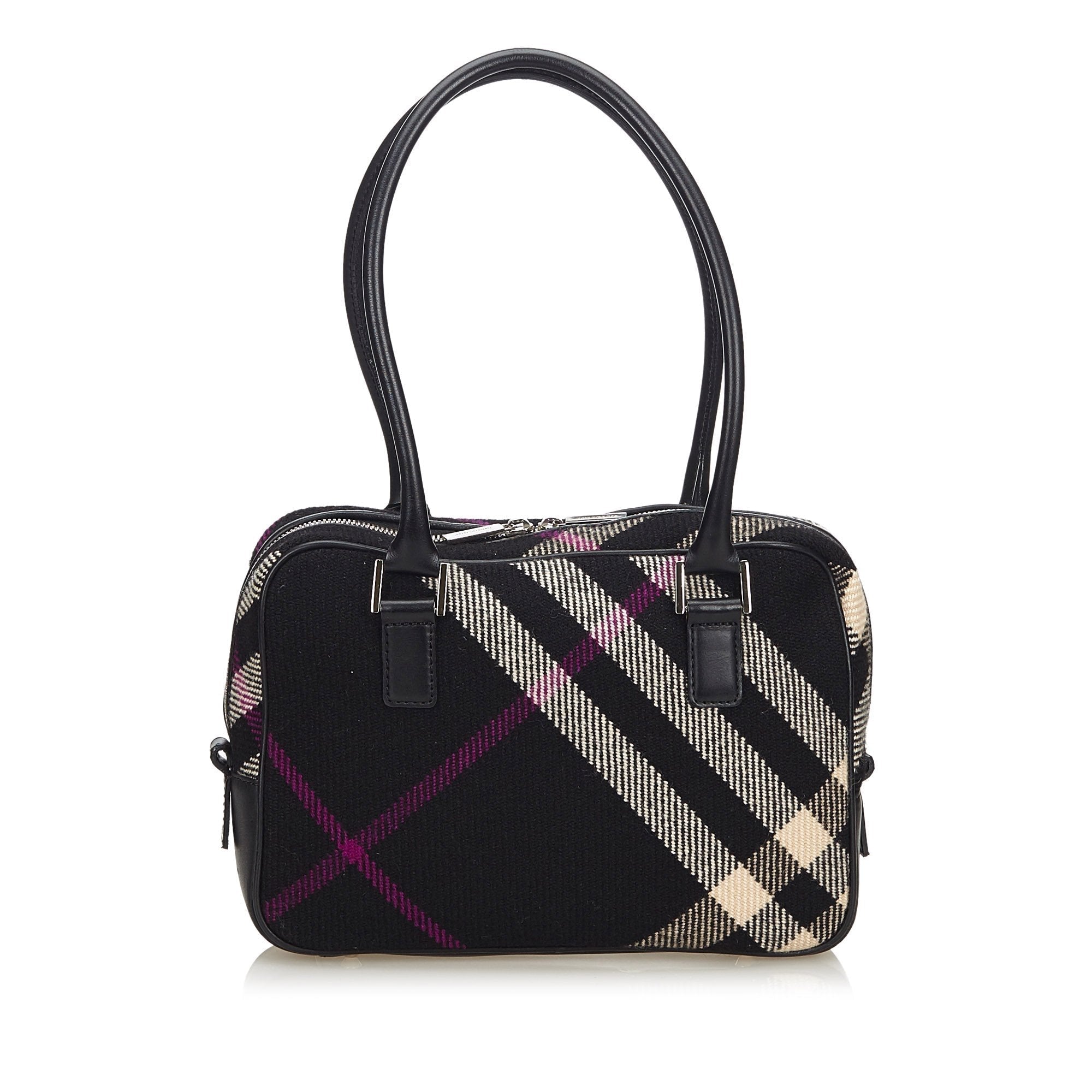 BBERRY Black Wool Fabric Plaid Shoulder Bag United Kingdom