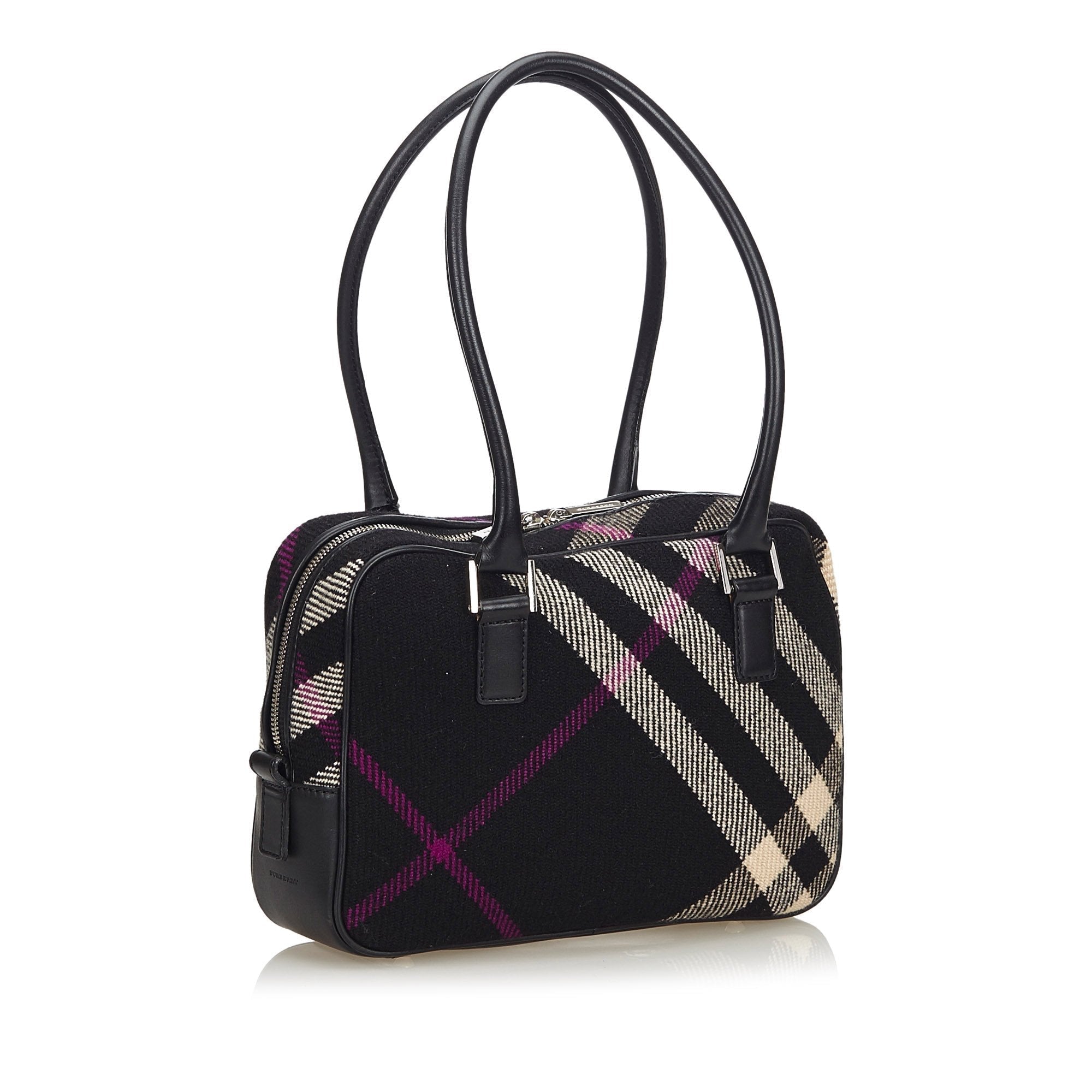 BBERRY Black Wool Fabric Plaid Shoulder Bag United Kingdom