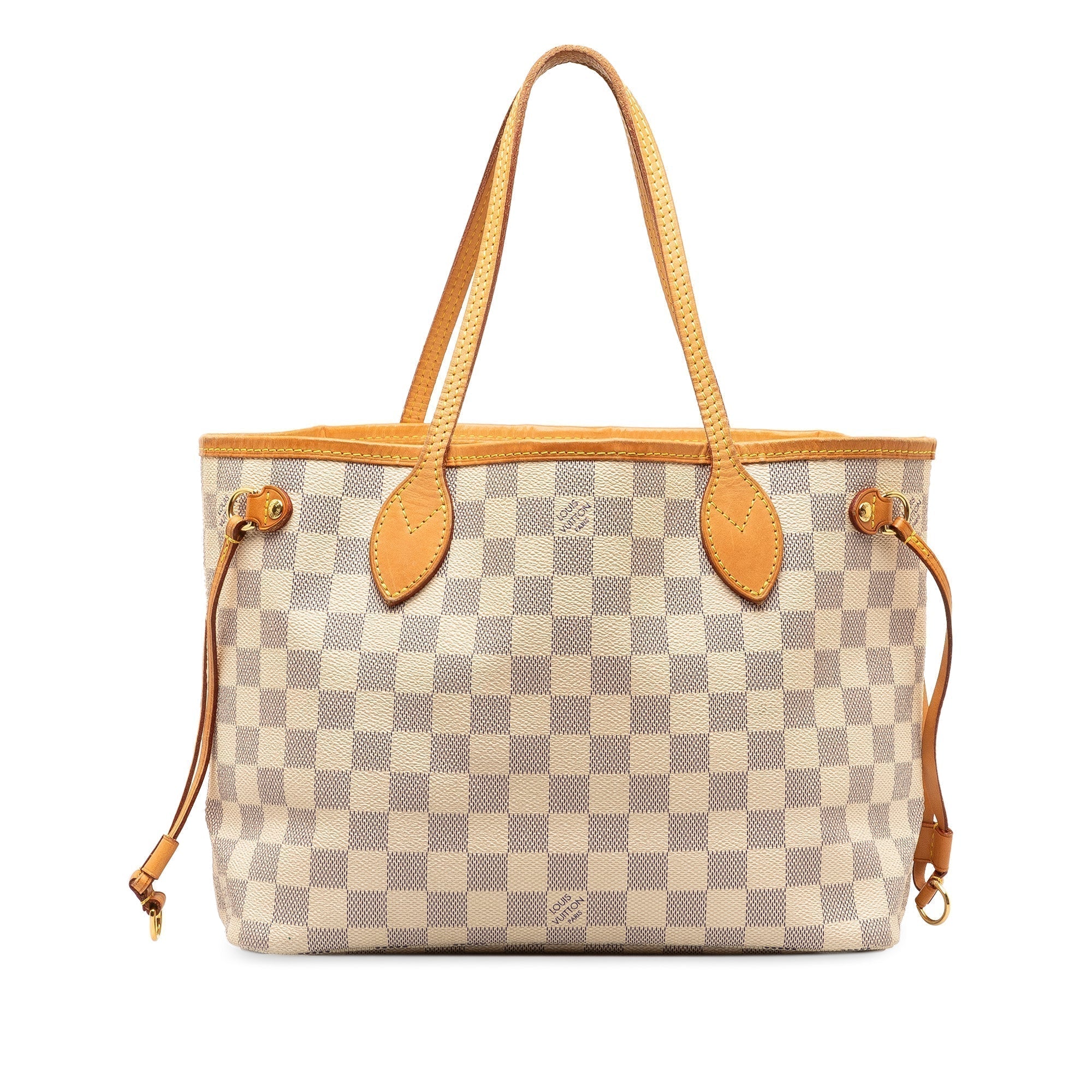 Beige LV Damier Azur Neverfull PM Tote Bag