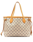 Beige LV Damier Azur Neverfull PM Tote Bag