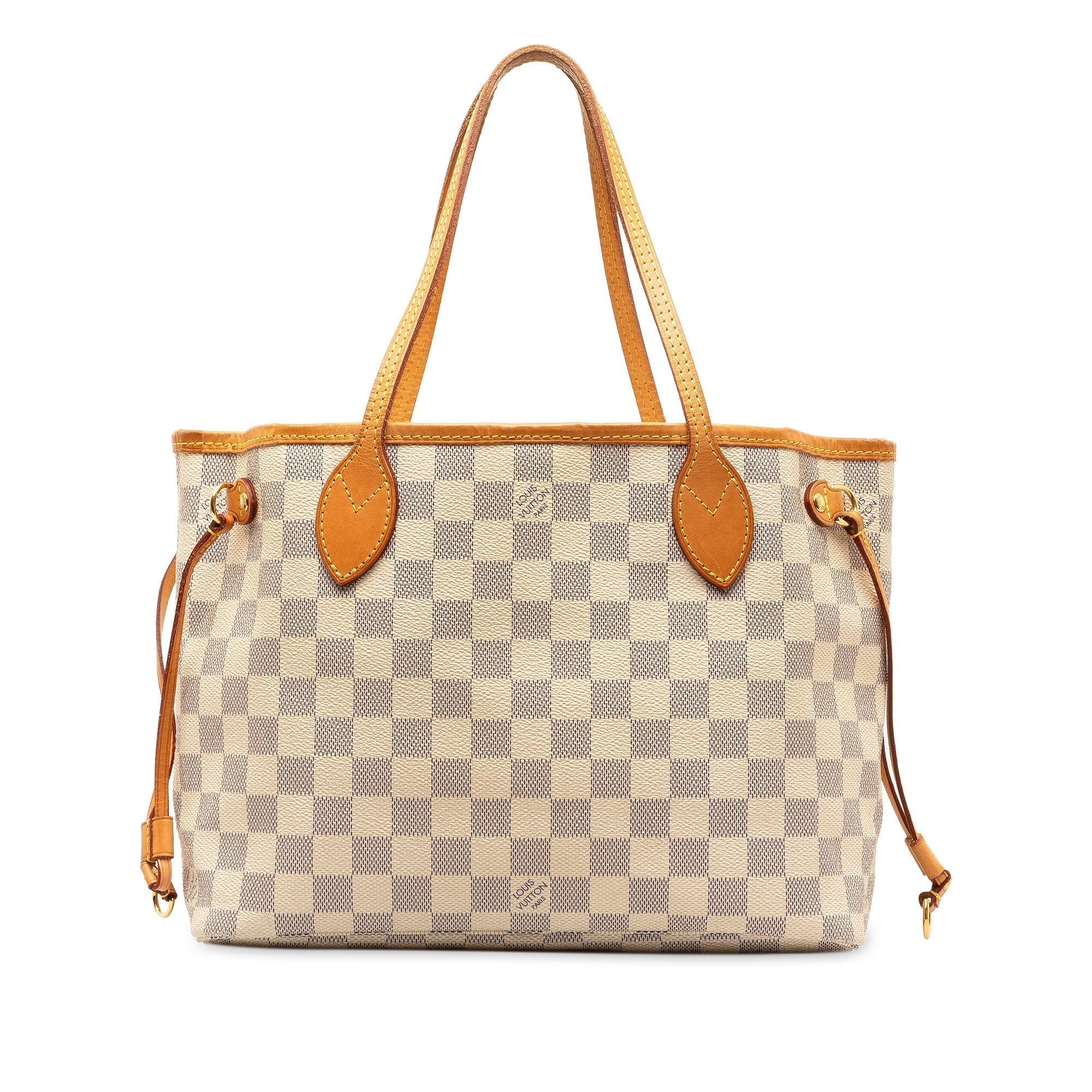 Beige LV Damier Azur Neverfull PM Tote Bag