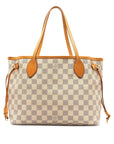 Beige LV Damier Azur Neverfull PM Tote Bag