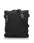 FNDI Black Canvas Fabric Zucca Crossbody Bag Italy