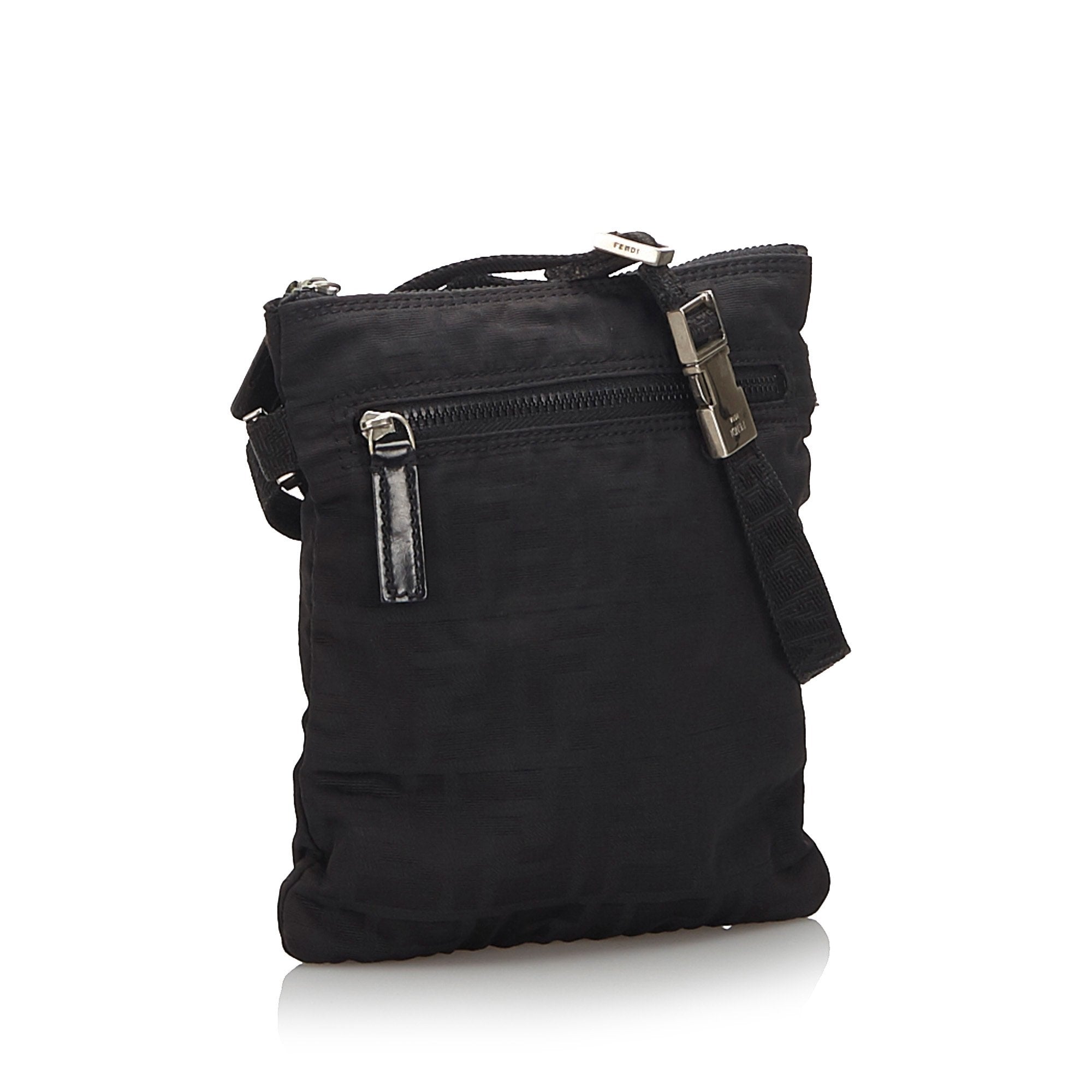FNDI Black Canvas Fabric Zucca Crossbody Bag Italy