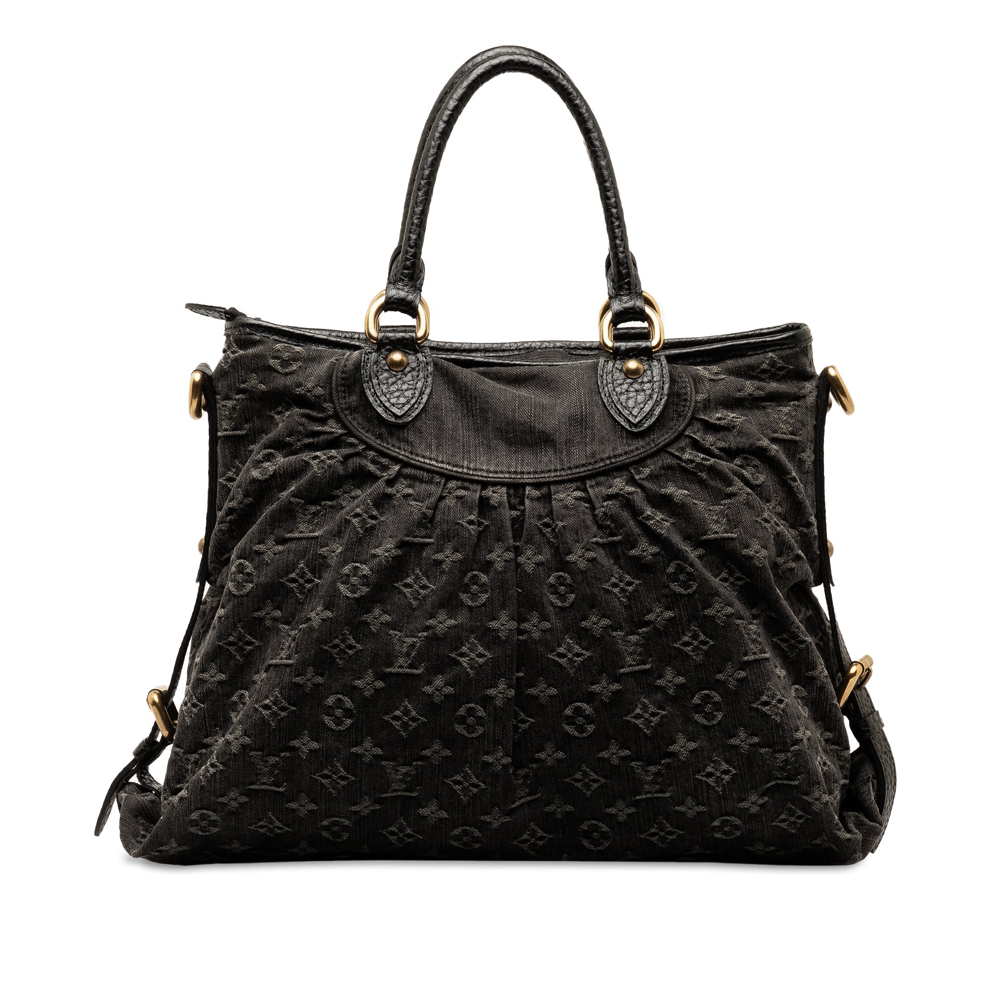 Black LV Monogram Denim Neo Cabby GM Satchel