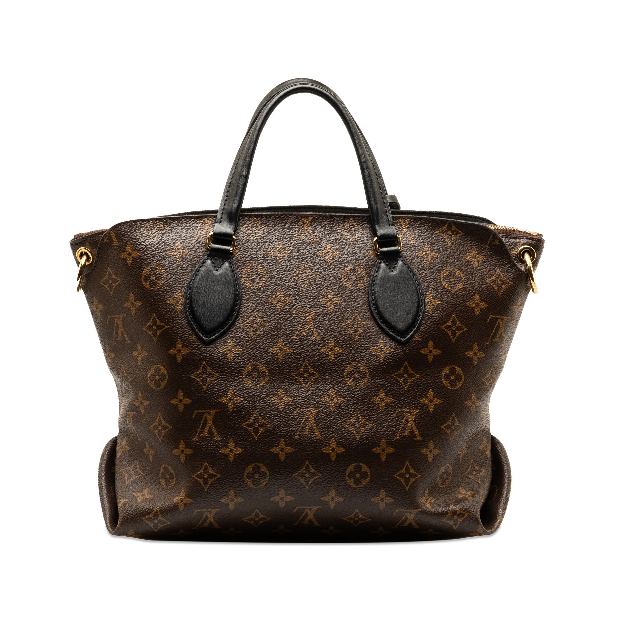 Brown LV Monogram Flower Zipped Tote PM Satchel