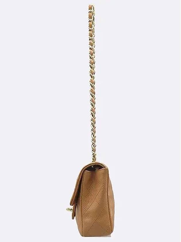 A35731 Camel Caviar Classic S Size Gold One Chain Shoulder Bag CH