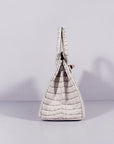 HMS Birkin 30cm Crocodile Leather Bag With Strap Himalaya Gold
