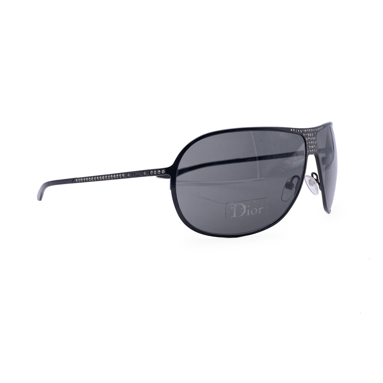 CHRISTIAN D1OR Black Aviator Hard D1OR1 Sunglasses With Crystals