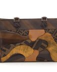 FNDI Brown Zucca Canvas & Leather Patchwork Tote NWT