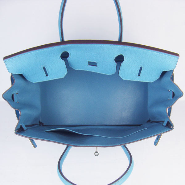 HMS Birkin 35cm Togo Leather Handbags 6099 Light Blue Golden