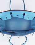 HMS Birkin 35cm Togo Leather Handbags 6099 Light Blue Golden
