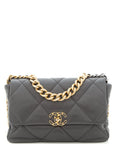 2020 CH 19 Grey Lambskin Quilted Flap Handbag